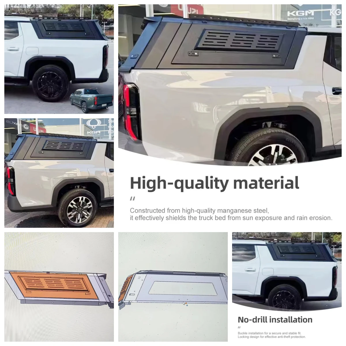 

Universal Fit MAXUS Interstellar X Pickup Rear Box Cover, Modified Steel Three-Door Separate Truck Bed Cap