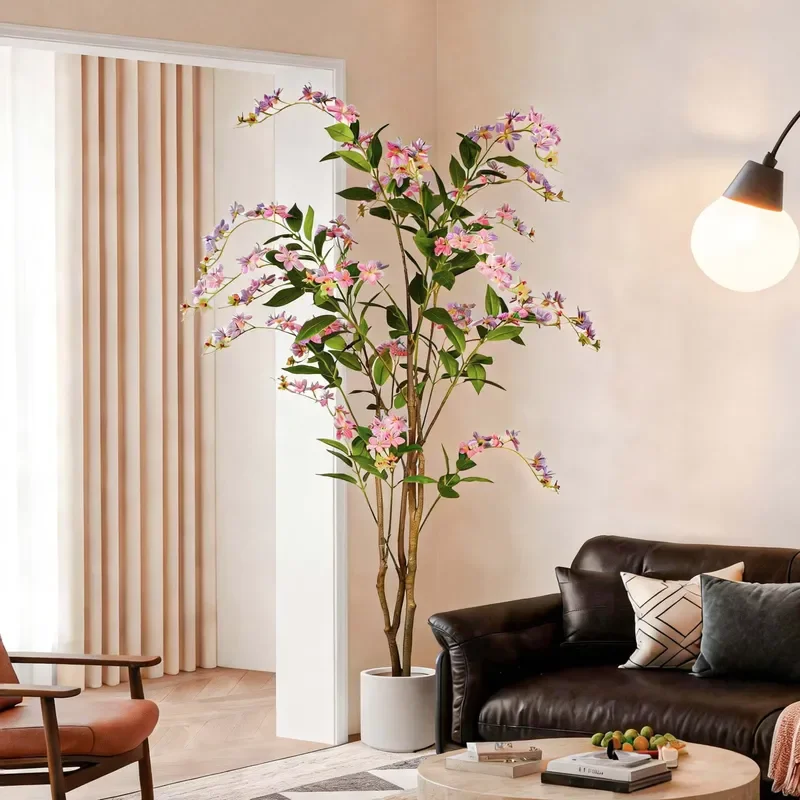 Artificial Plants Weeping Jasmine Tree Plastic Potted High Simulation Tall Landscaping Home Decoration Green