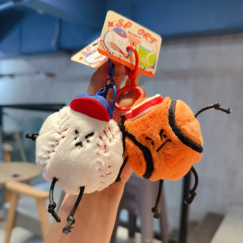 Keychain Creative Cute Ball Sports Plush Doll Keychain Men's And Women's Bag Small Pendant Cartoon Couple Backpack Car Pendant