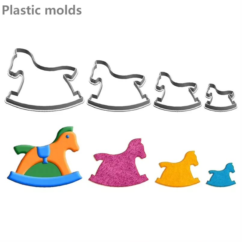 Four Specifications Cartoon Nature and Life,Rocking Horse,Plastics Mould,Cake Fondant Tool,Cookie Sushi and Fruit Cutters