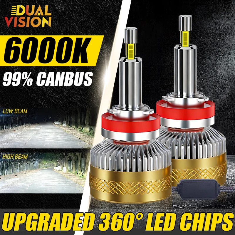 360 CSP H7 H11 H1 LED For Projector Lens H8 H9 HB3 9005 HB4 9006 9012 HIR2 Car Headlight Bulb 6000K 12V Led Lights Upgraded Lamp