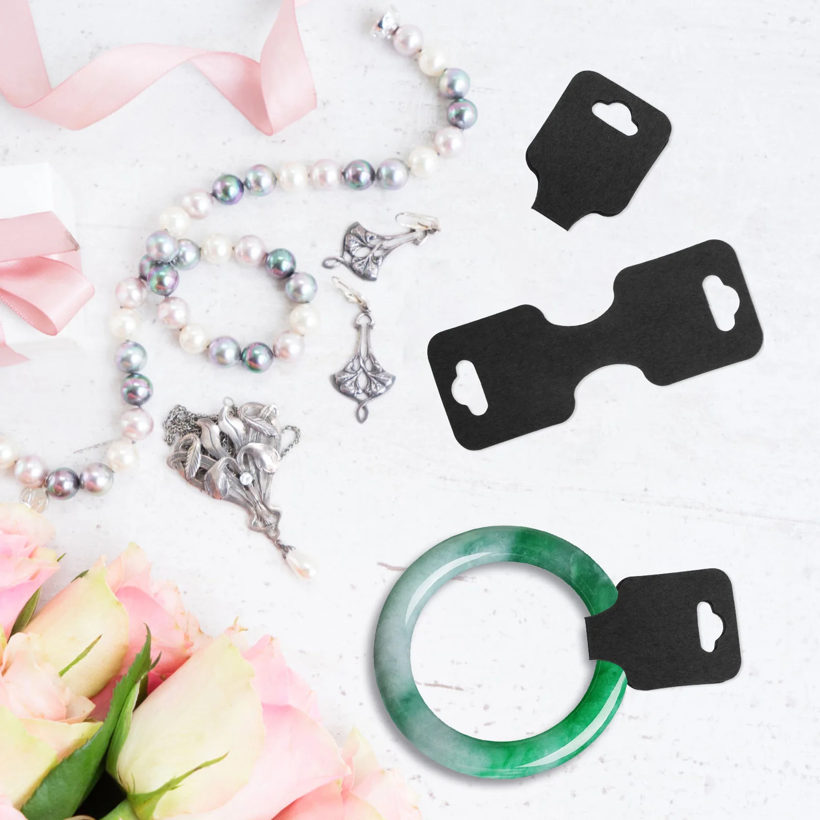 

100Pcs Blank Folding Jewelry Display Cards Elegant Necklace Bracelet Tags Packaging Necklace Display Hanging Cards Jewelry