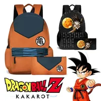 2PCS Dragon Ball Goku Boys' Backpack Student Boy Backpacks Pen Case Teenage School Bag Large Capacity Waterproof Travel Rucksack