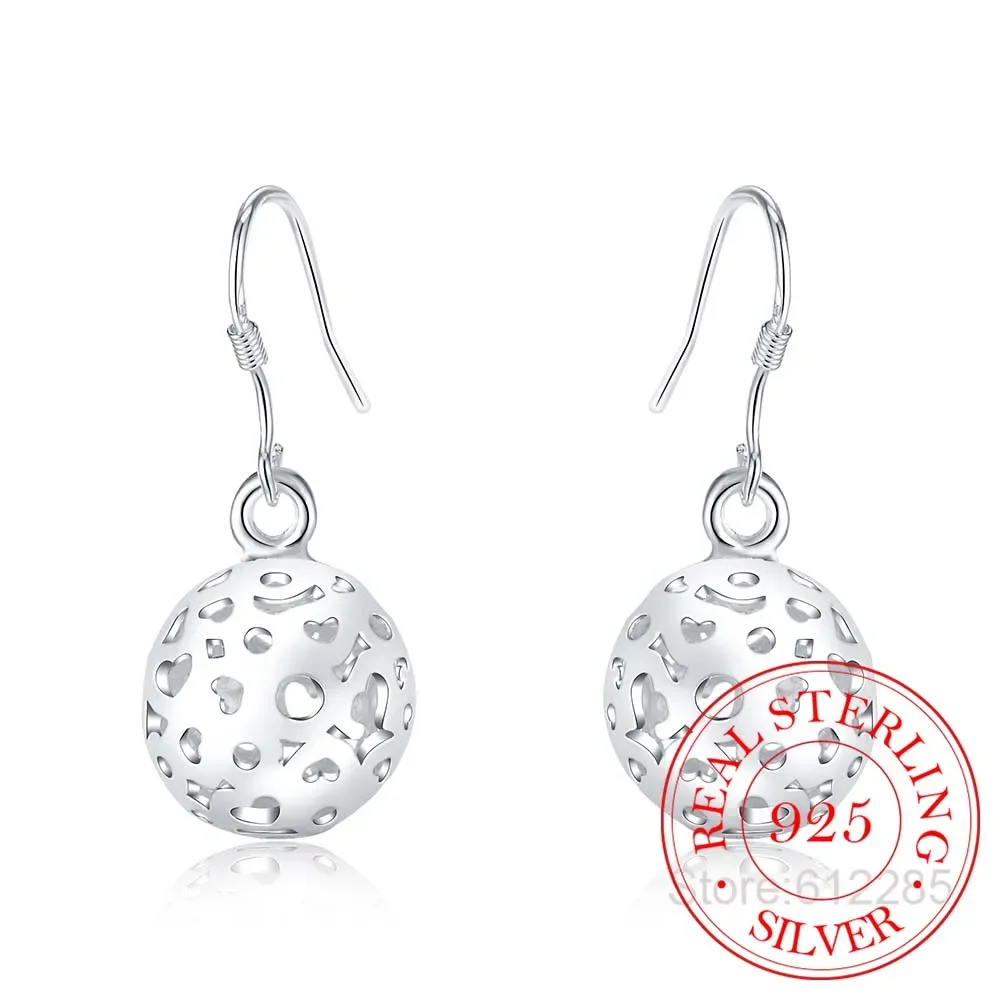 100% 925 Sterling Silver Hollow Ball Vintage Long Drop Dangle Earrings For Women 2024 Engagement Wedding Party Jewelry Gift image 2