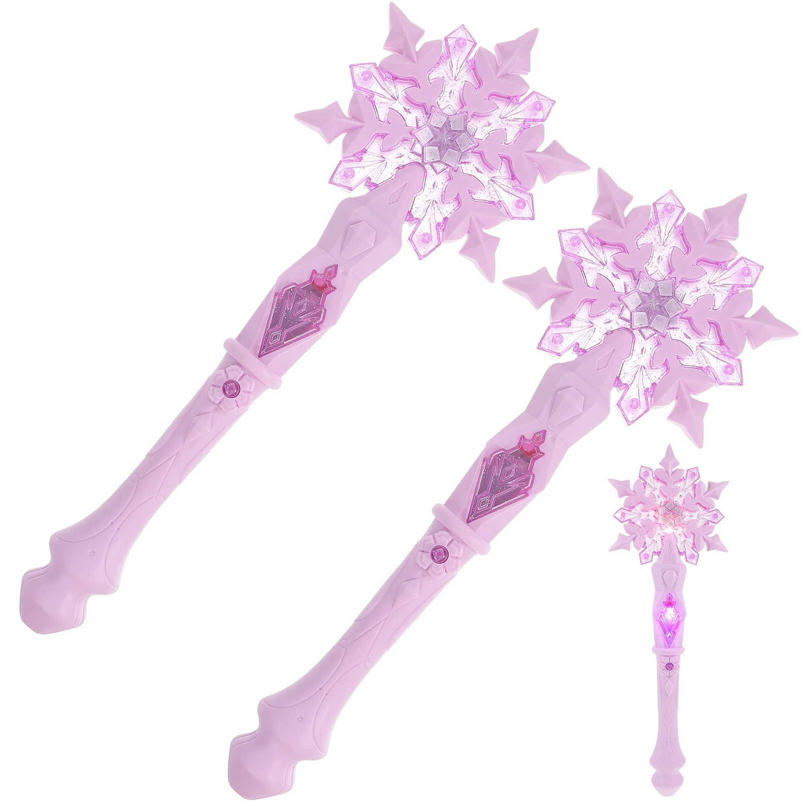 

2 Pcs Light up Fairy Sticks Cosplay Props with Music Costume Kids Party Favor Plastic Snowflake Sound