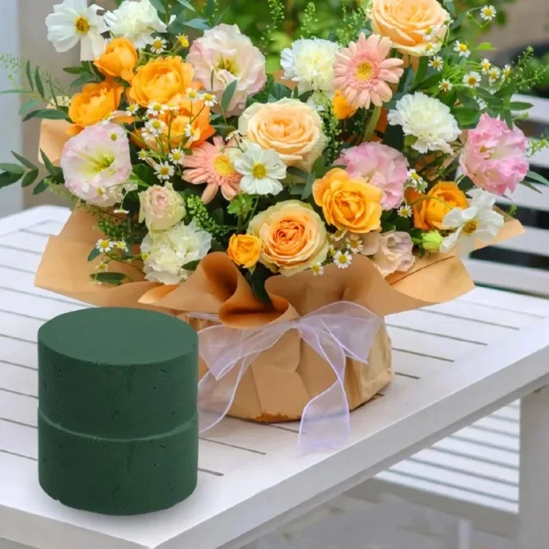 Round Floral Foam Blocks Round Green Wet Sponge Block for Fresh and Dry Flowers DIY Flower Arrangement Wedding Home Decoration