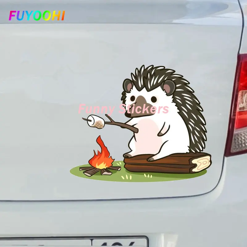 FUYOOHI Play Stickers Campfire Hedgehog Barbecue Car Sticker Vinyl Window Trunk Laptop Motorcycle Decal Cute Animal Stickers