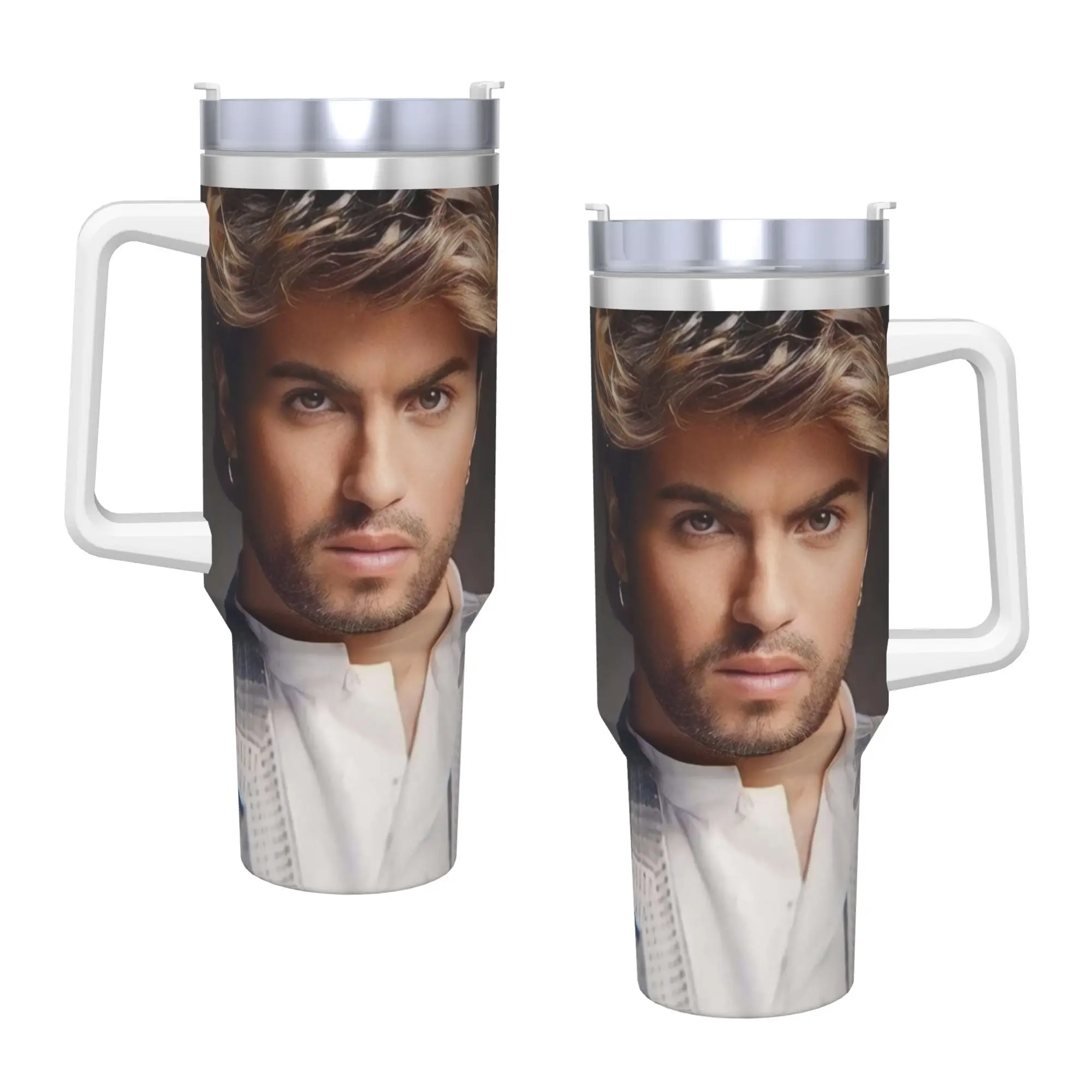 George Michael British Singer Stainless Steel Tumbler  Travelist Thermal Mug With Straws and Lid 40oz Mugs Cup Cold Drink Bottle