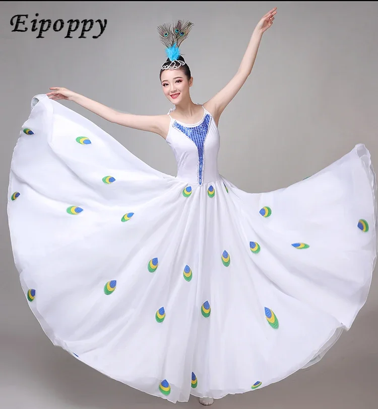 New Peacock Dance Large Swing Skirt Adult Performance Wear Dai Opening Dance Performance Dancing Dress