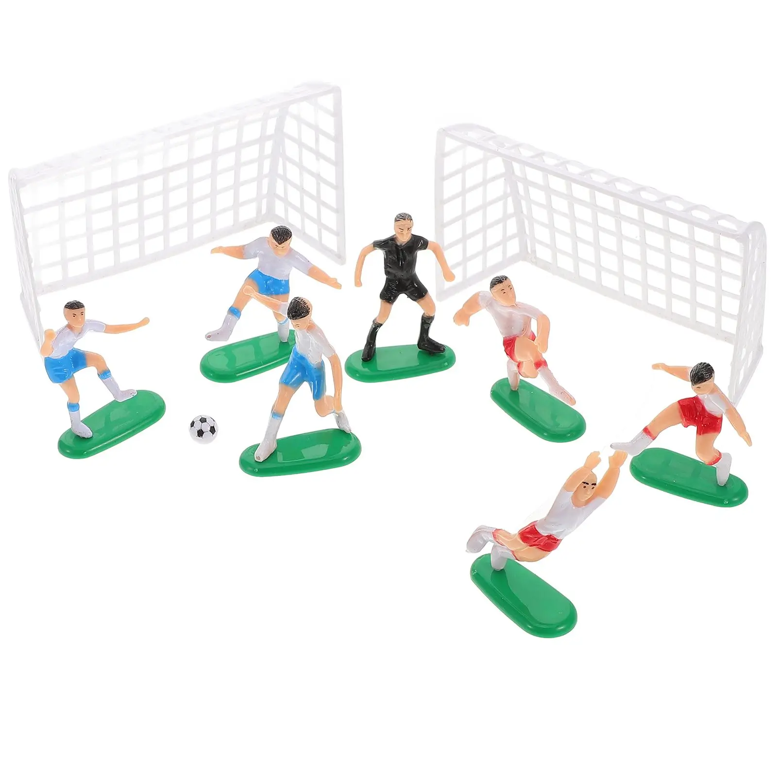 

Football Cake Topper 6 Players 2 Goals Food Grade Plastic Non Toxic Birthday Cake Decorations Soccer Theme