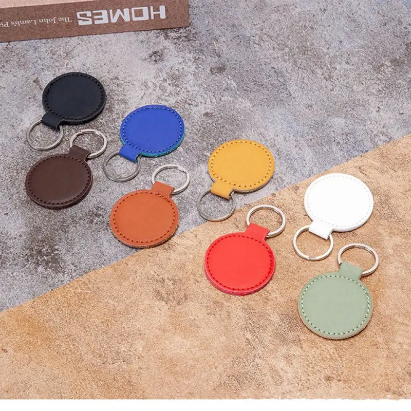 10pcs 50mm Round Pu Leather Keychain Car Key Chain Pendant Can Be Printed Logo Free Delivery Shipping