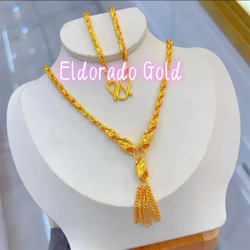 

Золотое ожерелье Eldorado 2025: высококачественное, из золота 750 пробы (18 карат), модное, с тонкой проработкой, в форме цветка и семян дыни, с кисточкой, для мужчин и женщин.