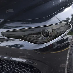 2 Pcs Car Headlight Protective Film Headlamp Transparent Black TPU Sticker For Alfa Romeo Giulia 2017-2022 car Accessories