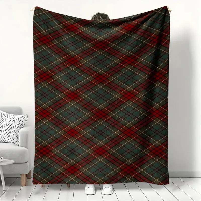 Classic Scottish Plaid Pattern Blanket for Adults Warm Cozy Soft Flannel Throw Blanket for Sofa Bed Couch Home Decor All-Season