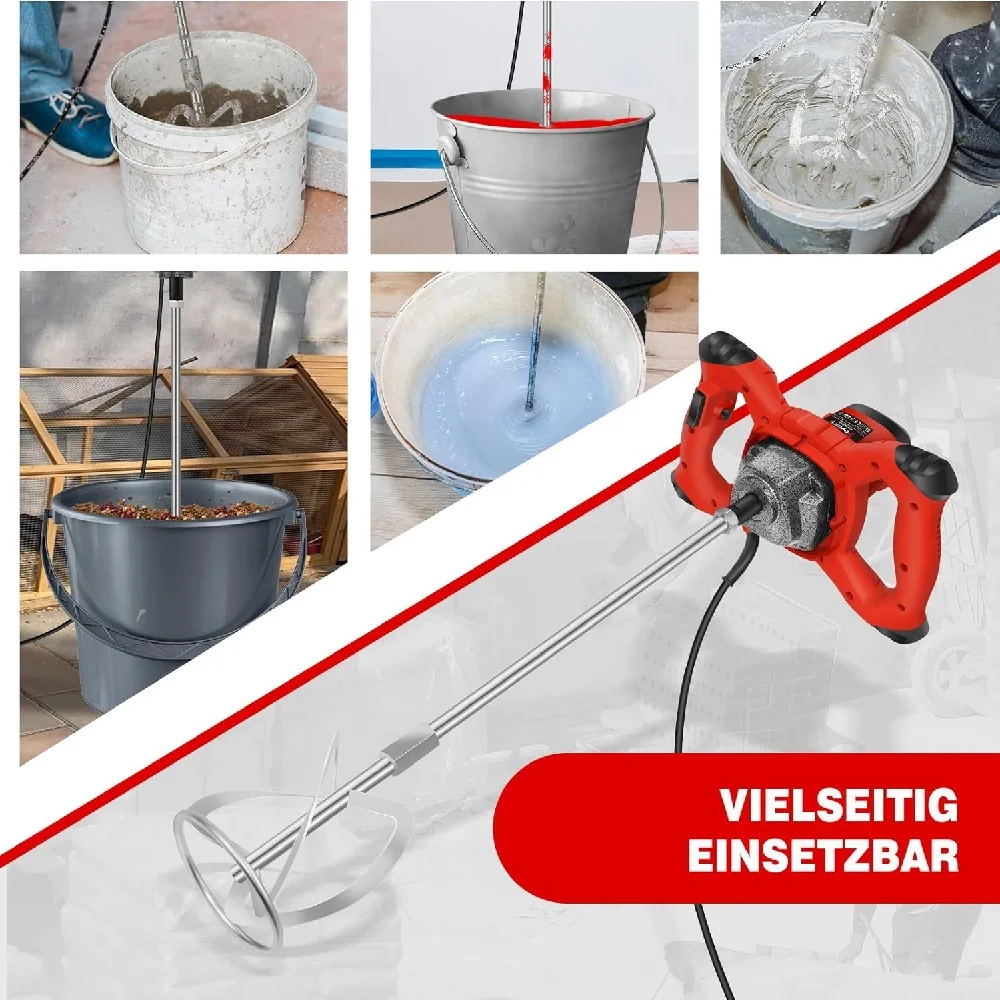 New Handheld Paint Concrete Mixer Machine Paddle Mixer Adjustable 6Speed Stirrer Electric Mix Stirring Tool M14 Mixing Rod 2600W