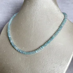 4*6MM Faceted Aquamarine Necklace Power Natural Stone Jewelry Dance Health Care Gemstone Protection Healing Yoga 40/45/50/55CM
