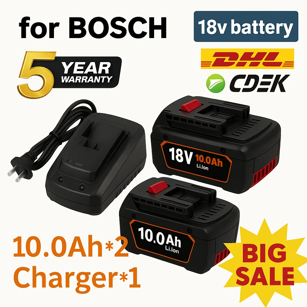

NEW18V 10Ah Li-Ion Rechargeable BatteryPortable Backup Power Tool Batteryfor Bosch 12000mahwith Indicator Light BAT609