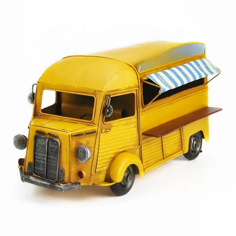 

High quality antique style metal handmade iron model car vintage old ice cream truck model