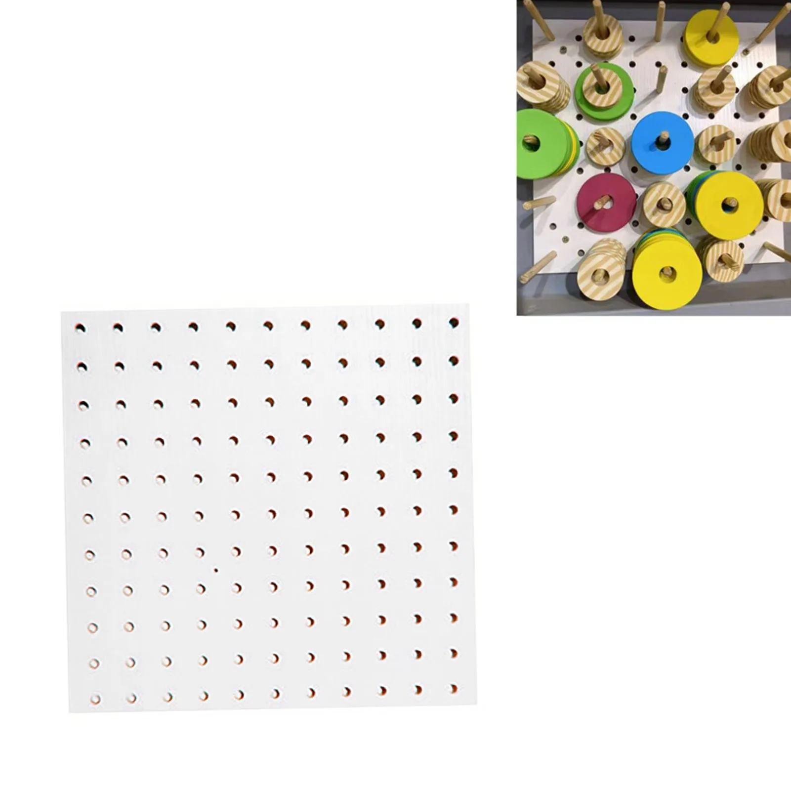 100 Spools Sewing Thread Holder Wall Mounted Sewing Thread Peg Board Pegboard Wall Organizer with 25 Wooden Sticks White