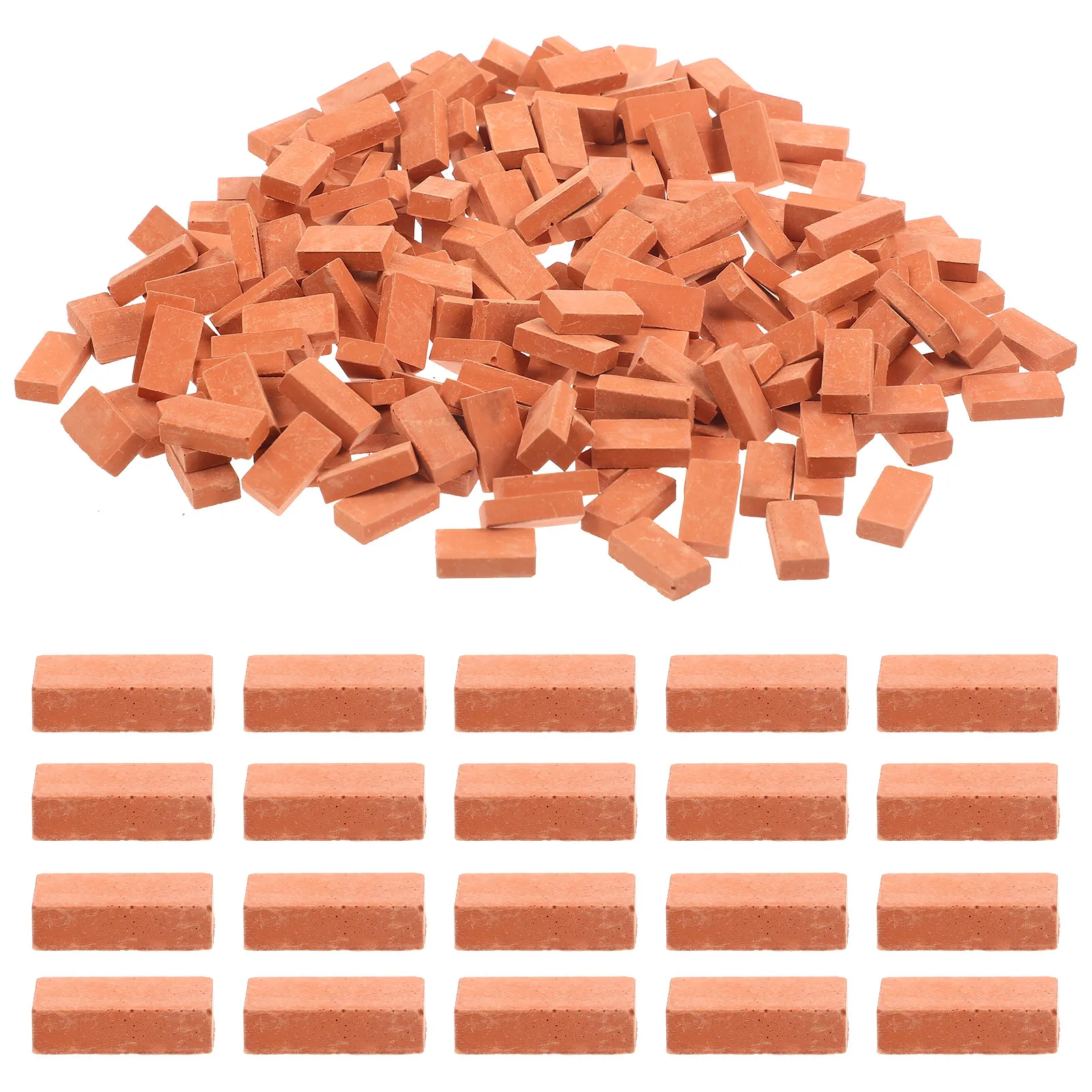 

200Pcs Miniature Red Bricks Rectangle Faux Wall Bricks for DIY Micro Landscape Sand Table Architecture Display Miniature Scene