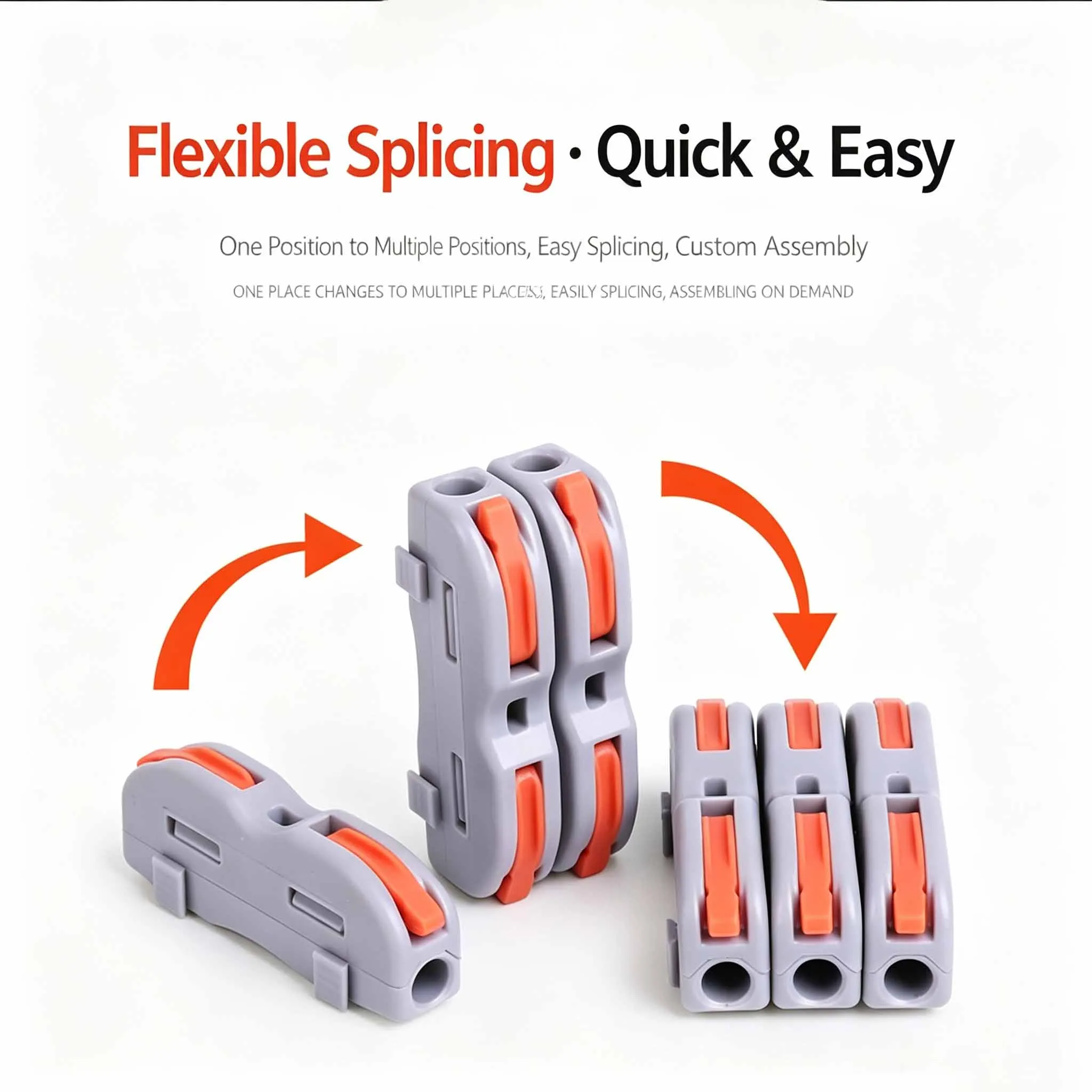 Universal Compact 2Pin Wire Connector,Quick Terminal Blocks for LED Lighting,Cable Splicing Connectors,Guide Rail Mount Terminal