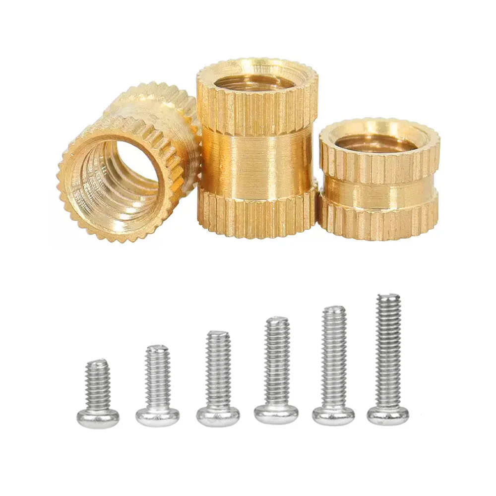 M1 M1.4 M1.6 M1.7 Heat Threaded Brass Insert Nut and 304 Stainless Steel Screw Set Hot Melt Knurled Embedded Copper Nut Bolt Kit
