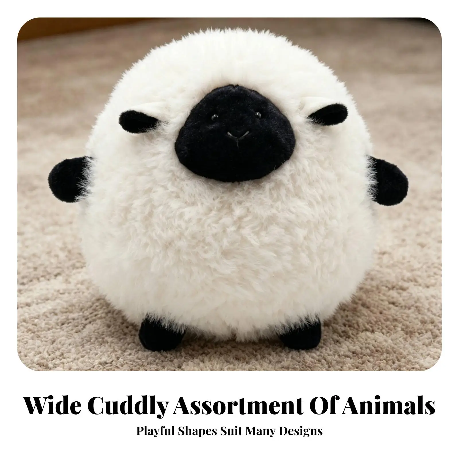 Round Sheep Soft Pillow Black-and-White Sheep Soft Fuzzy Lamb Stuffed Animal view 4