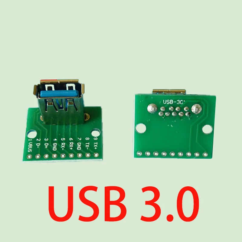 1PCS USB 3.0 Female Vertical Connector Regular PCB Adapter Converter  USB 3.0 Power And Data Cable Adapter Board