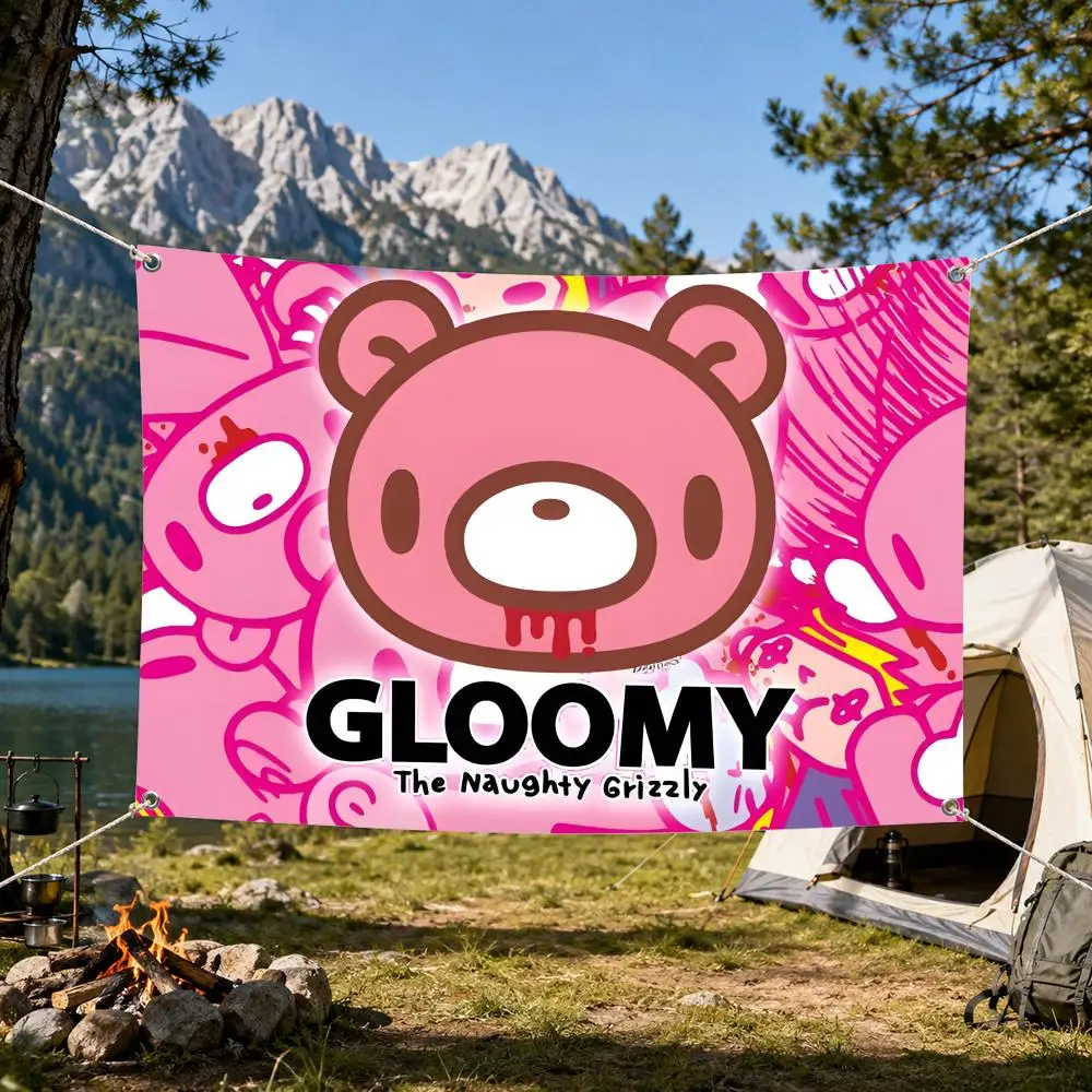 Fashion Pink G-Gloomy Bear Cute Flags Aesthetic Wall Tapestry Printed Wall Hanging Living Room Party Outdoor Decor