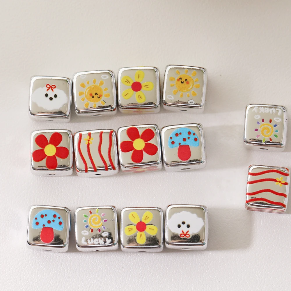 

Cordial Design 14*14MM 100Pcs DIY Print Beads/UV CCB Effect/Hand Made/Jewelry Findings & Components/Square Shape/Acrylic #19130