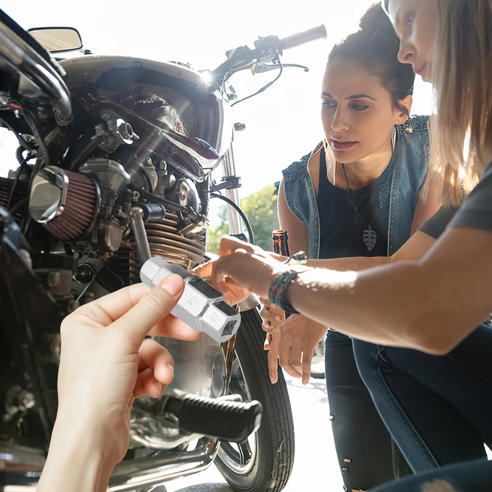 

2Pcs Motorcycle Front Wheel Spindle Removal Tool Hex Socket Axle Adapter Durable Maintenance Kit Axle Removal Tool