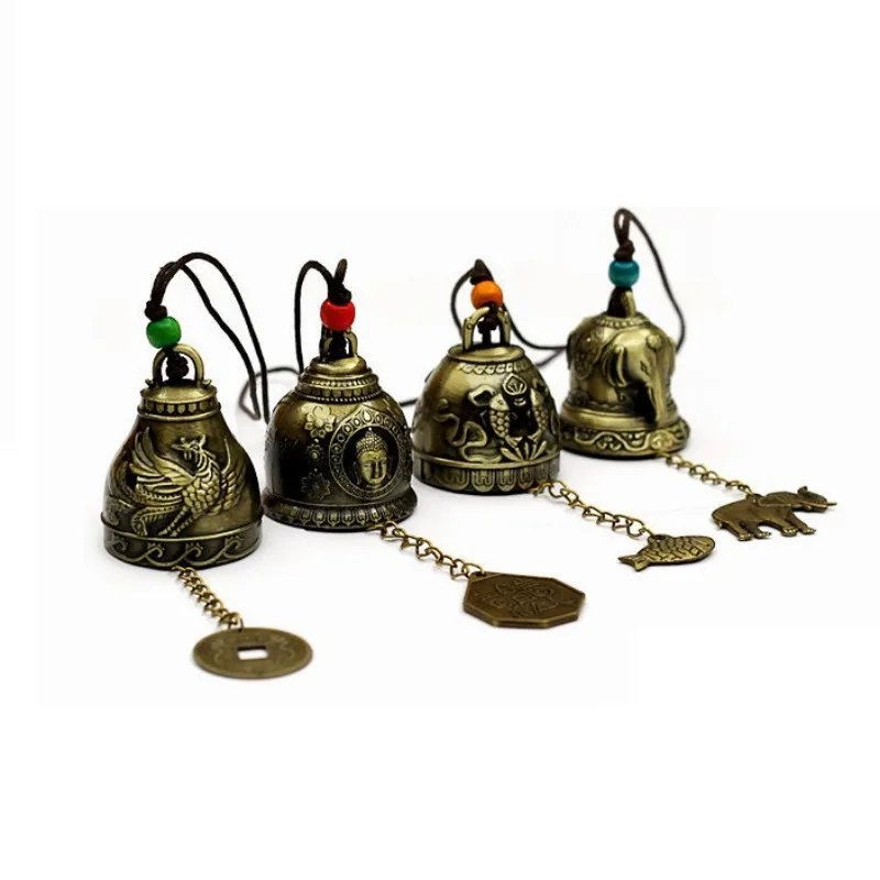 Feng shui Buddhism Copper Bell Religious Wind Bell Buddha Home Hanging Decoration Blessing for Luck Wind Chime Car Decor Crafts