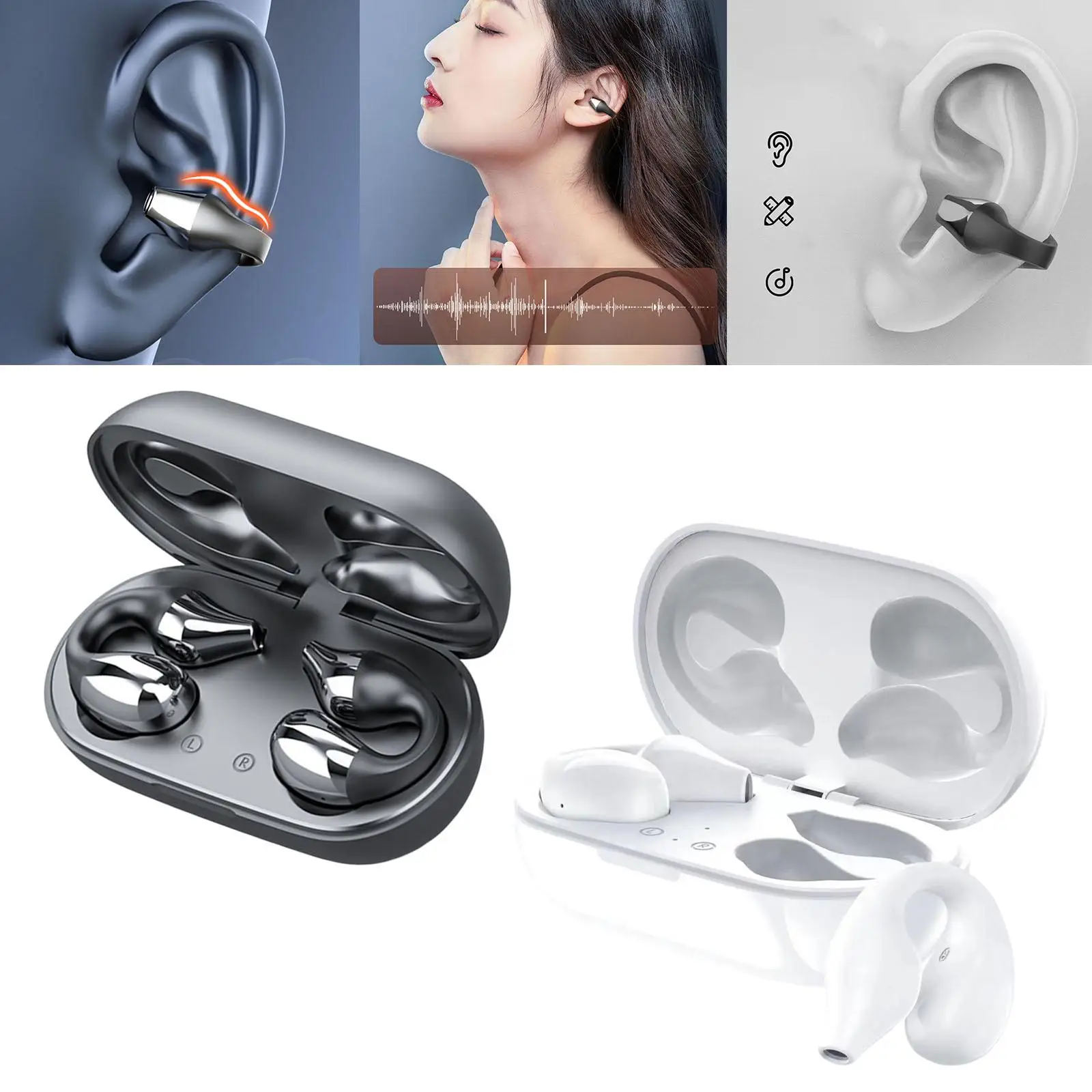 Clip Wireless Earbuds Deep Bass Headset für Running Sport Office