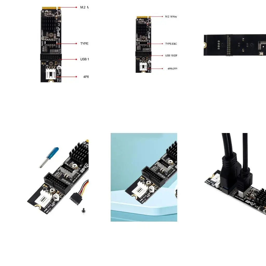  M.2 MKey PCIe Expansion Card Adds Front Panel USB 3.1 Gen2 Type C E PortsEnhances Connection And 5Gbps Data Transfer