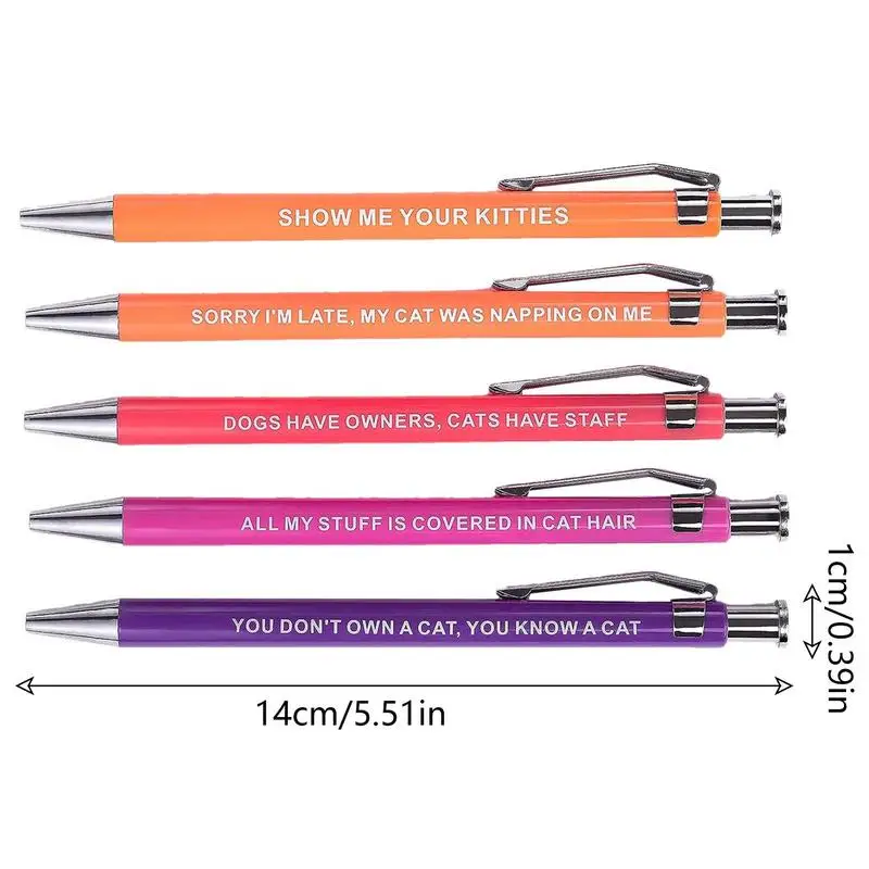 Funny Dog/Cat People Pens | Unique Supplies Ballpoint Pen With Funny Phrase | 5 Pcs Fun Ballpoint Pens For Cat Dog Lovers