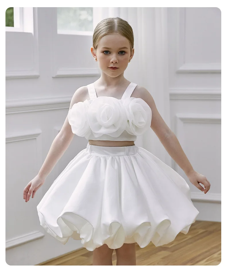 

Flower Girl Dresses Birthday Tulle Dress Backless Bow Wedding Gown Kids Party Wear Princess Pink Baby Bowknot Toddler