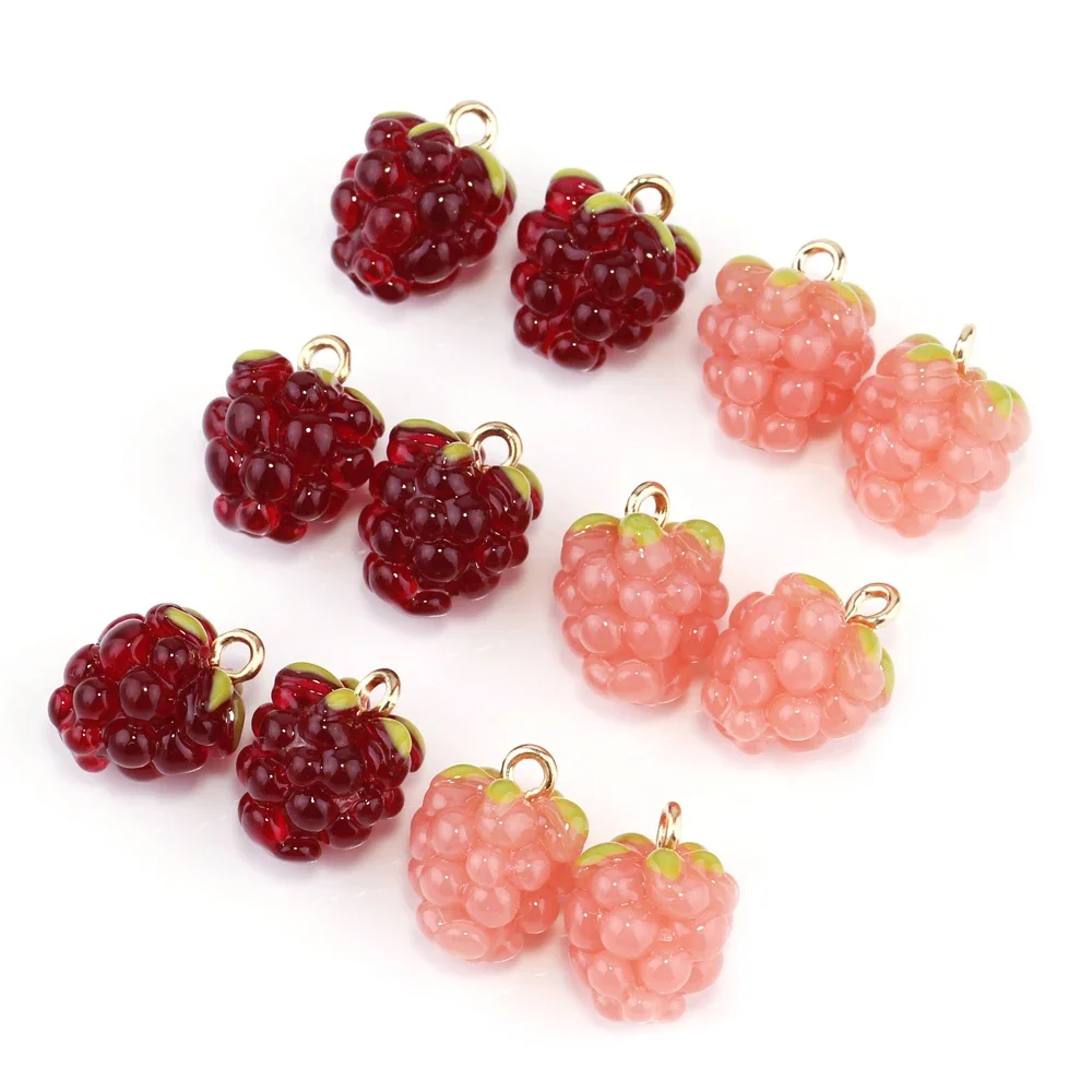 4pcs/lot 3D Raspberry Grapes Resin Fruits Charms for Earrings Keychain Bracelet DIY Decoration Jewelry Making Supplies Findings