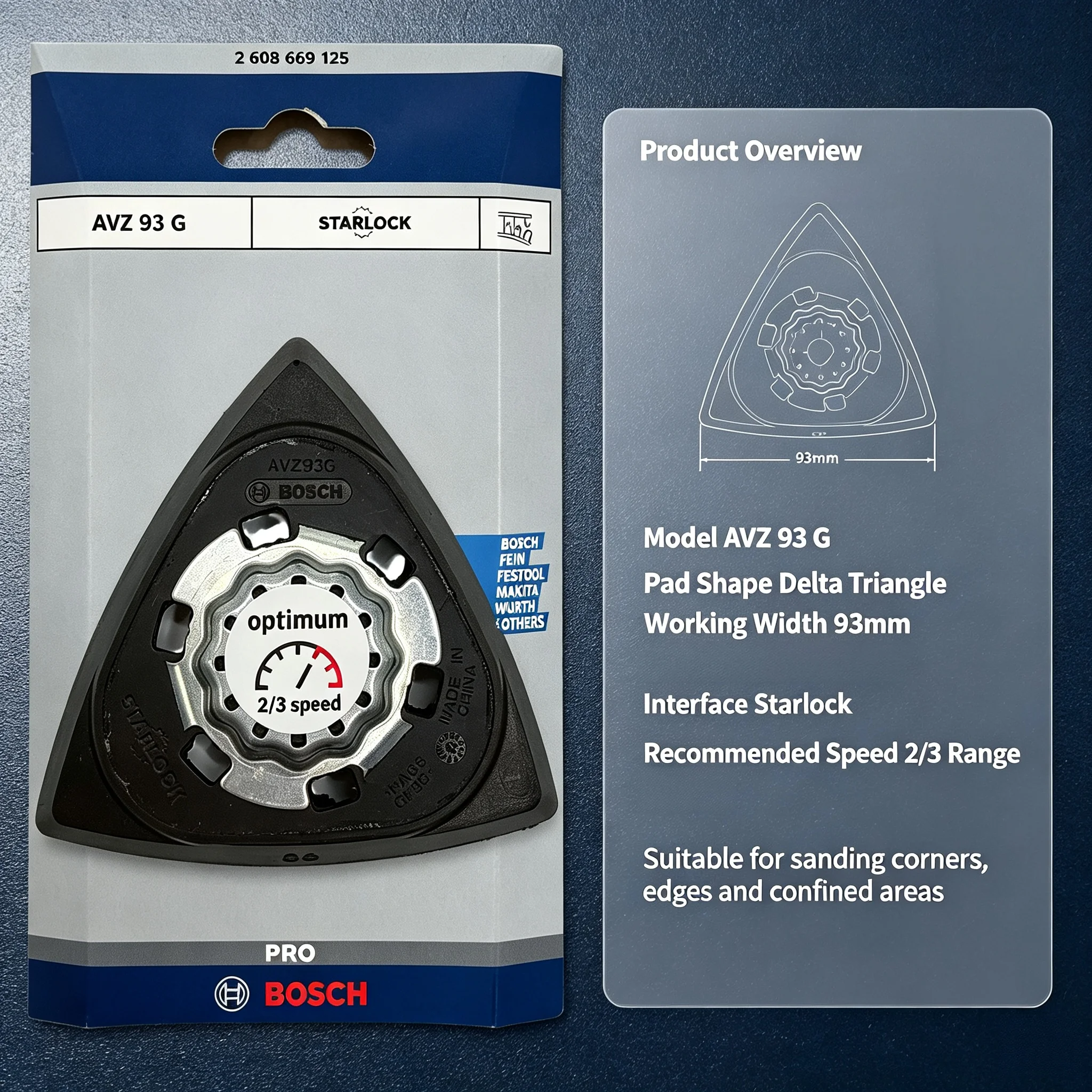 Bosch Starlock Sanding Plate AVZ 93 G Oscillating Saw Blade Sanding In Corner Multitool Saw Blade for GOP12V-28 GOP185-Li