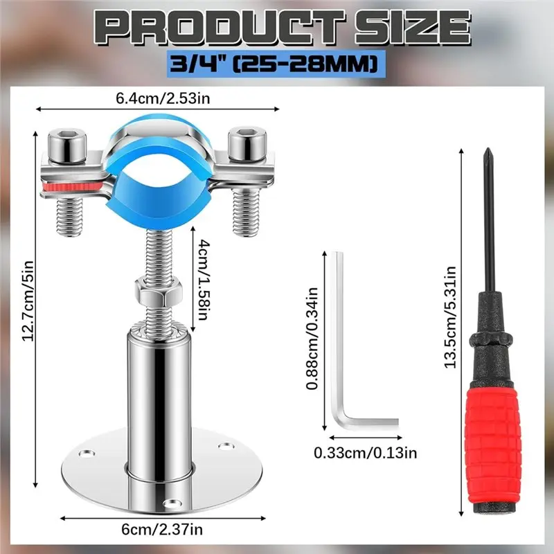 

YANA50I Для труб OD 3/4"(25-27 мм) Регулируемая высота (50-100 мм) 8 шт. Кронштейны для настенного и потолочного крепления из нержавеющей стали 304