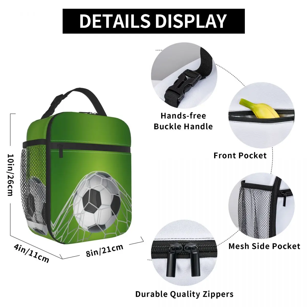 Fußball Fußball isoliert Lunch Bag auslaufs ichere grüne Bälle Sport Lunch Container Thermo tasche Tote Lunch Box Strand Picknick