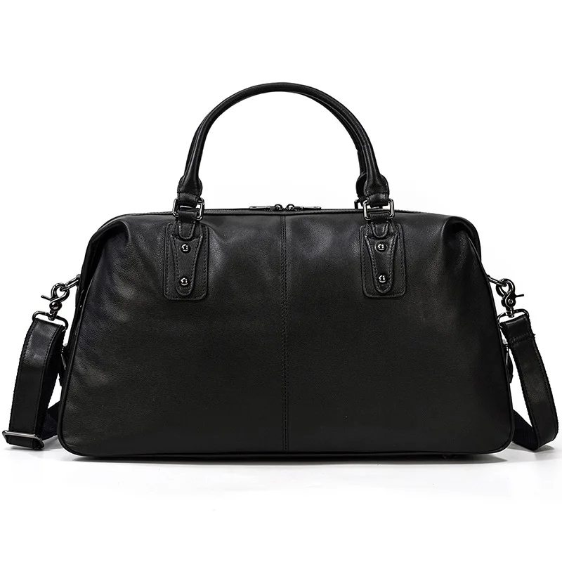 New Genuine Leather Men Women Travel Bag Soft Real Leather Cowhide Carry Hand Luggage Bag Travel Shoulder Bag Male Female Duffle