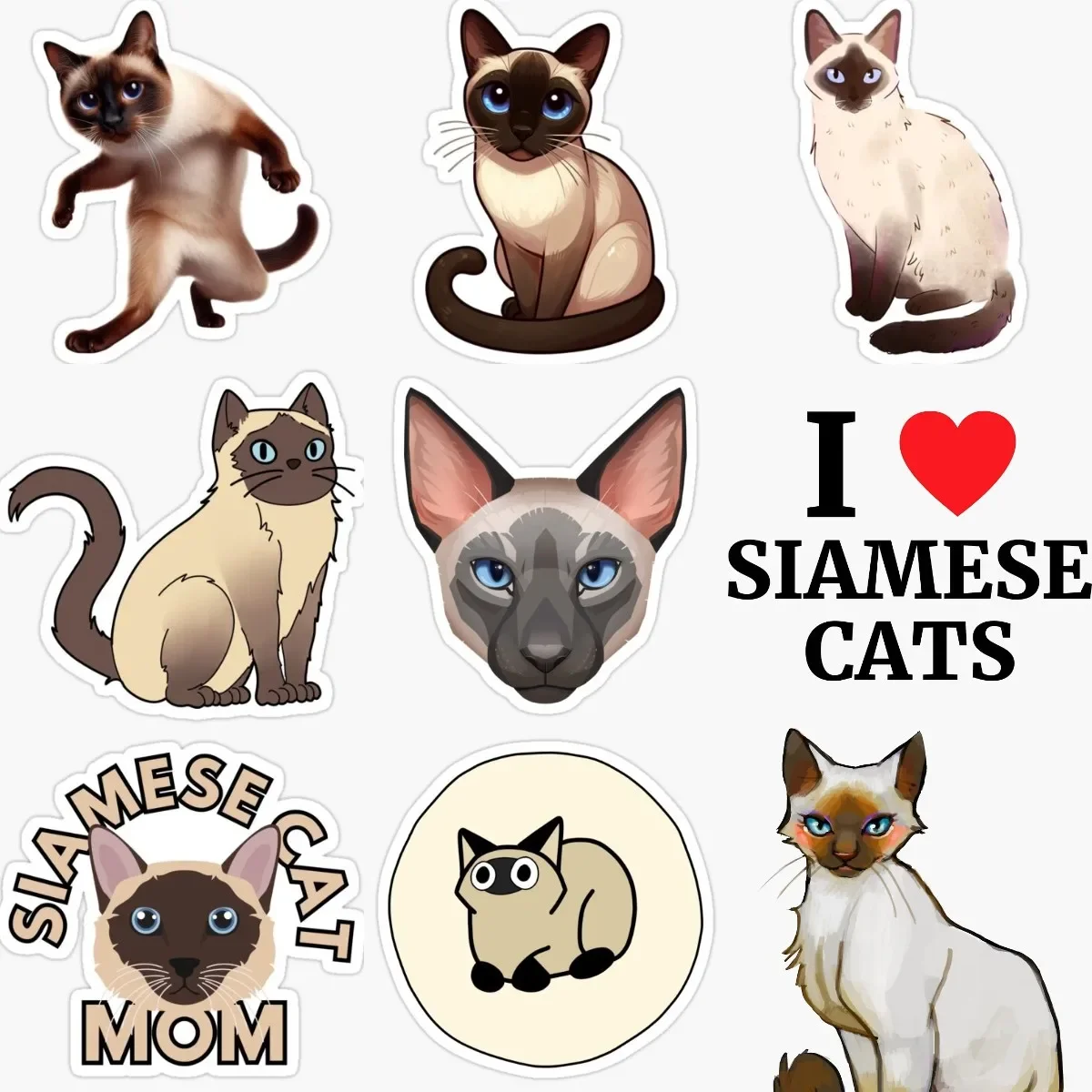 

Creative Siamese Cat Cute Pets PVC Sticker for Wall Car Van Window Motorcycle Fridge Decal Accessories