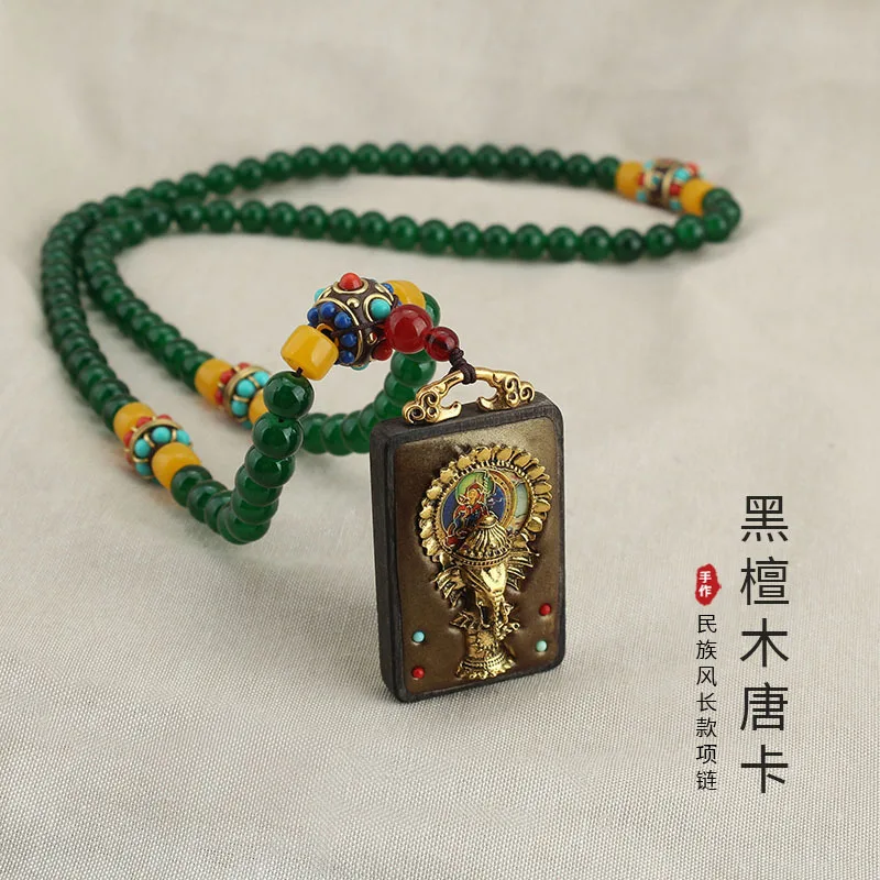 DIY accessories Tibetan Nepalese Thangka Pendant Necklace New Chinese Style Long Sweater Chain Retro Ethnic Style Accessories Pe