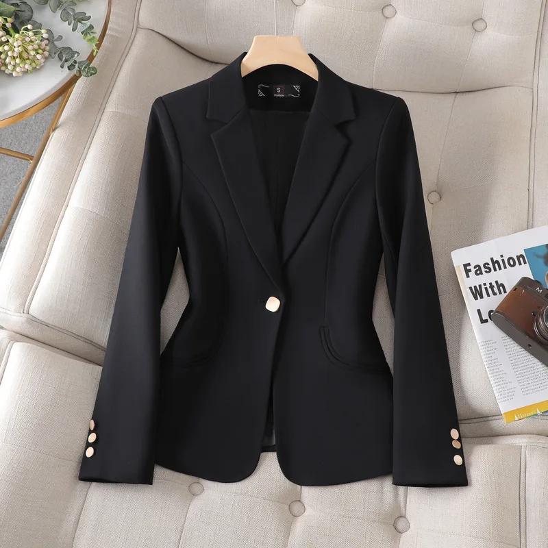 ZJYT 2026 Spring Women Blazer Jacket Coat Long Sleeve Korean Style Fashion One Button Casual Outerwears Office Work Plus Size
