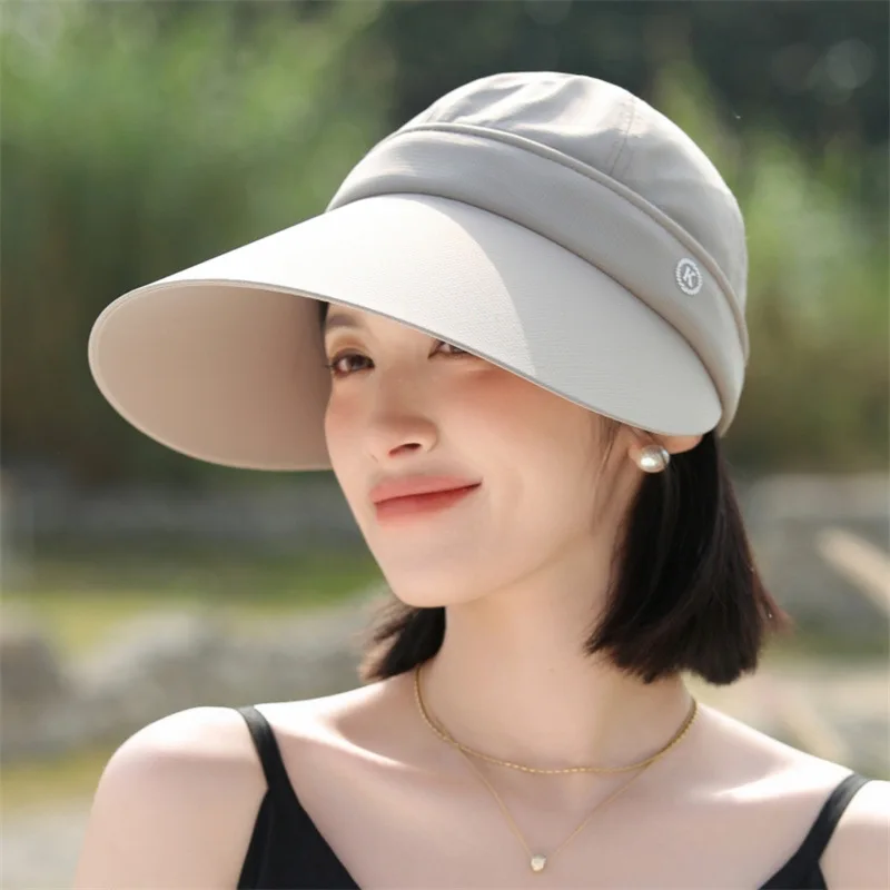 Ladies' spring and autumn thin style long brim sunshade hat for outdoor cycling, ladies' summer adjustable sunscreen hat