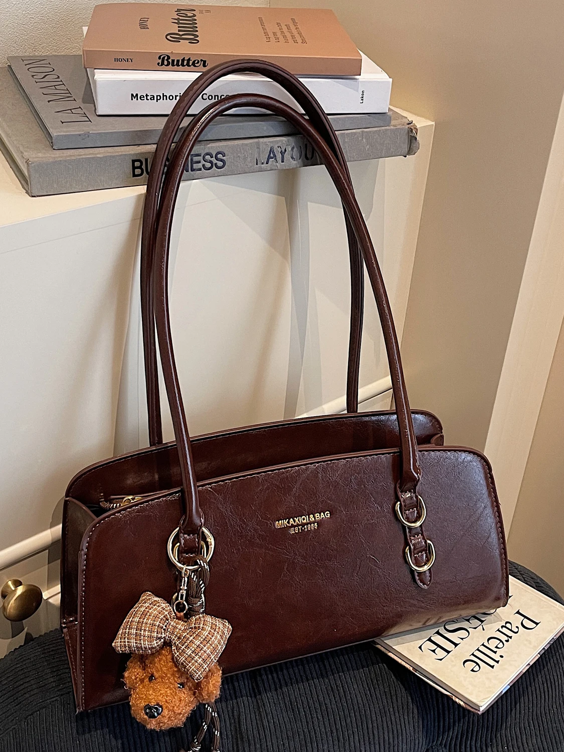 

Сумка-багет Ele Retro для женщин, модная универсальная сумка через плечо, сумка для повседневного использования, полиэстер, фурнитура из цинкового сплава