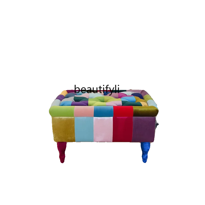 European Modern and Simple Embroidery Stitching Footstool Living Room Shoe Changing Stool Sofa Stool Pedal