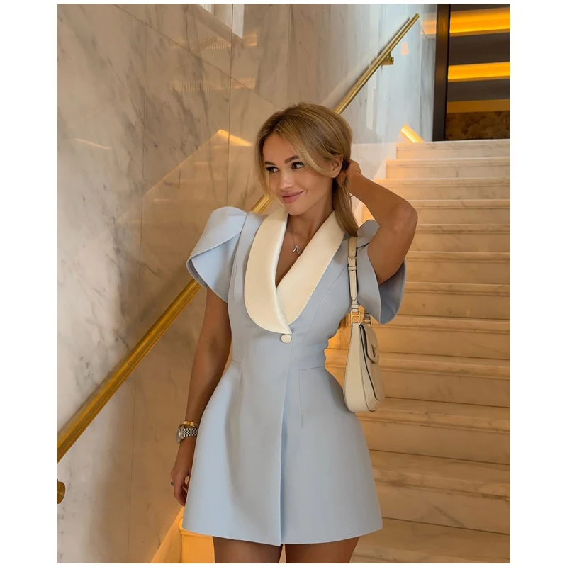 Light Blue Pleated Sling Long Dresses Women Sexy Backless Sleeveless A Line Robes Elegant Female Evening Party Club Gowns Sde4fb173162e4cde881bbaf7593d807d3