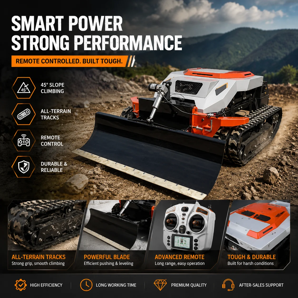 

Wholesale Price Smart RC Lawn Mower Adjustable Cutting Height Remote Control Garden Mower