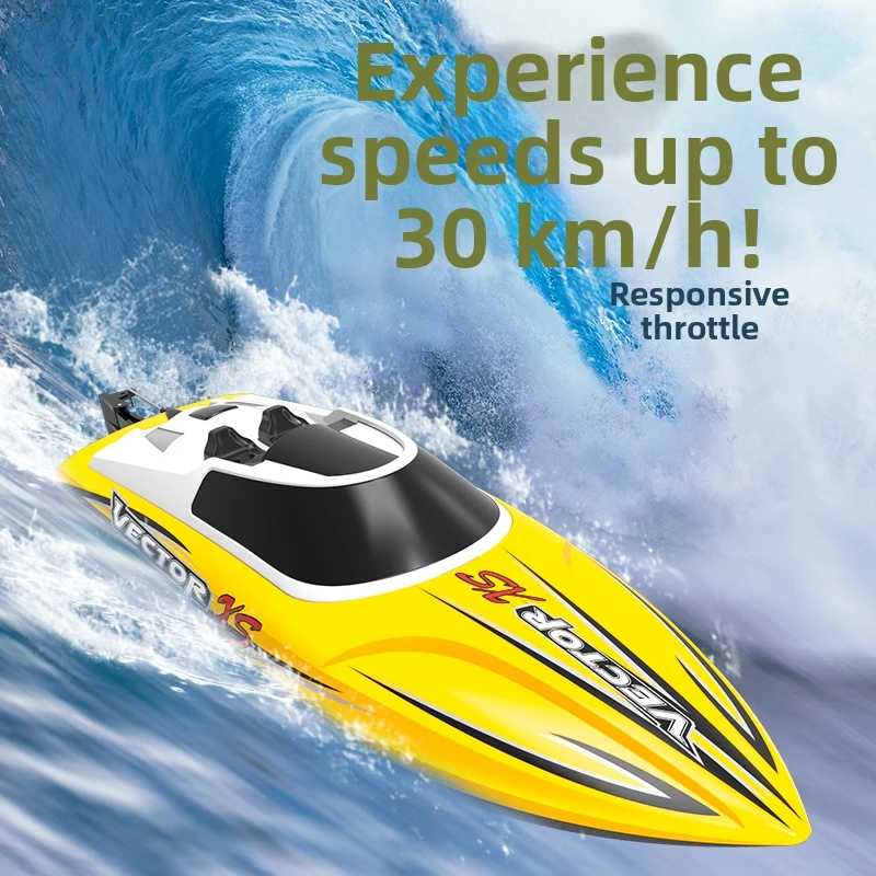 Full-scale remote-controlled speedboat with high horsepower, waterproof, equipped with rudder, self-folding, children's toy boat